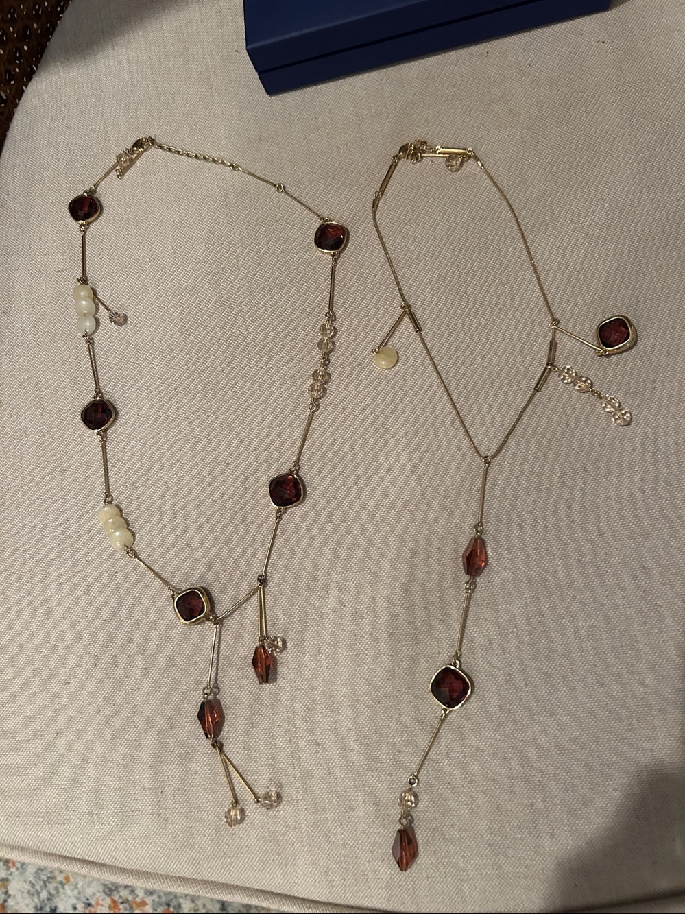 Swarovski Gold-Tone Necklace Set with brown and cream Crystals
